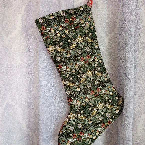 Liberty of London Art Fabric Christmas Stocking Strawberry Thief - Picture 4 of 11